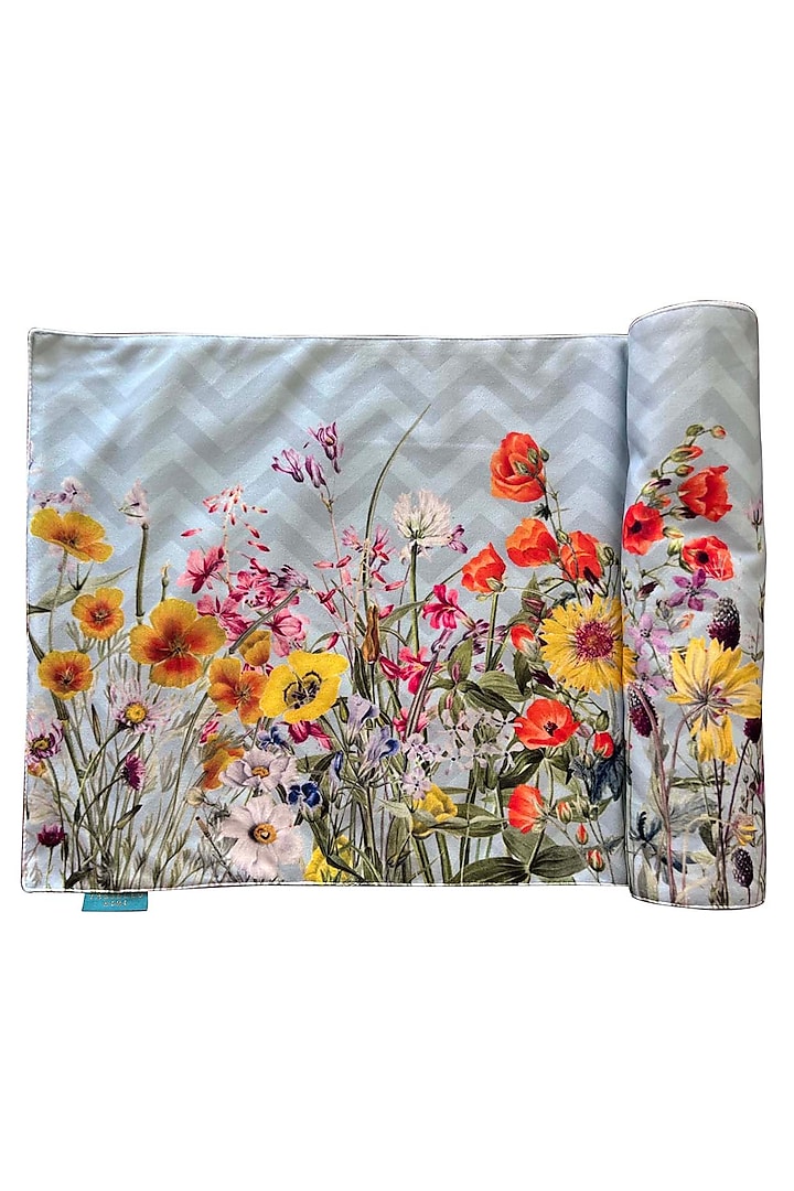 Multi-Colored Velvet & Silk Dupion Floral Printed Table Runner by Tasseled Home at Pernia's Pop Up Shop