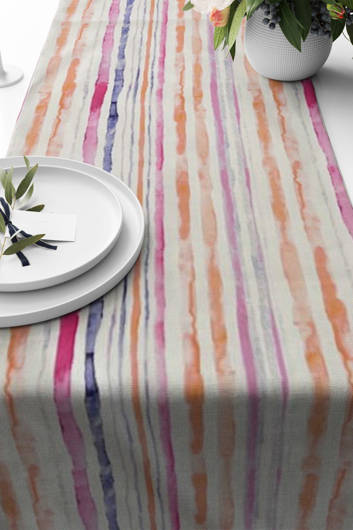 Multi-Colored Velvet & Silk Dupion Abstract Printed Table Runner by Tasseled Home at Pernia's Pop Up Shop
