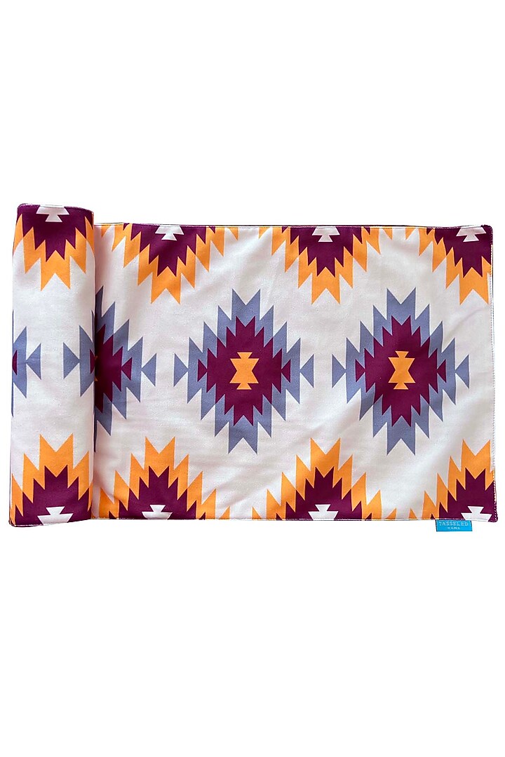 Multi-Colored Velvet & Silk Dupion Geometric Printed Table Runner by Tasseled Home at Pernia's Pop Up Shop