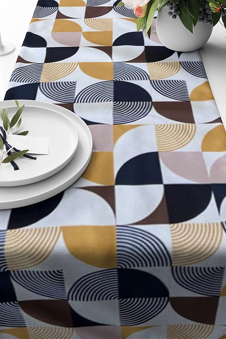 Multi-Colored Poly duck & Silk Dupion Geometric Printed Table Runner by Tasseled Home