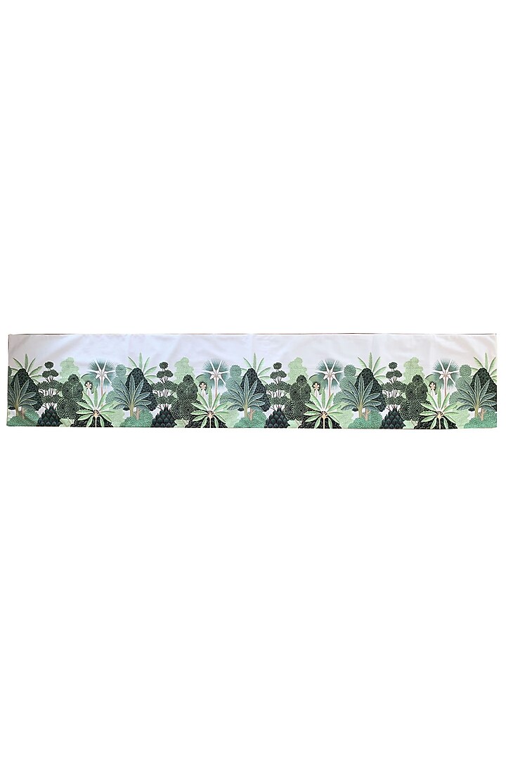 White Velvet & Silk Dupion Floral Printed Table Runner by Tasseled Home at Pernia's Pop Up Shop