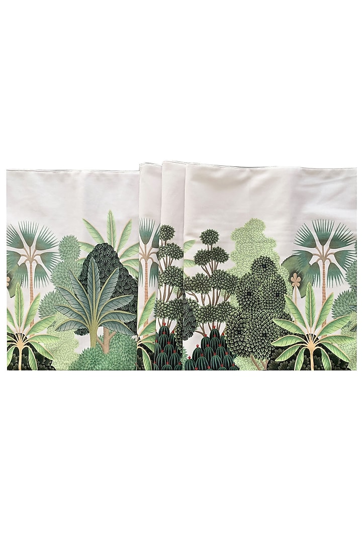 White Velvet & Silk Dupion Floral Printed Table Runner by Tasseled Home at Pernia's Pop Up Shop
