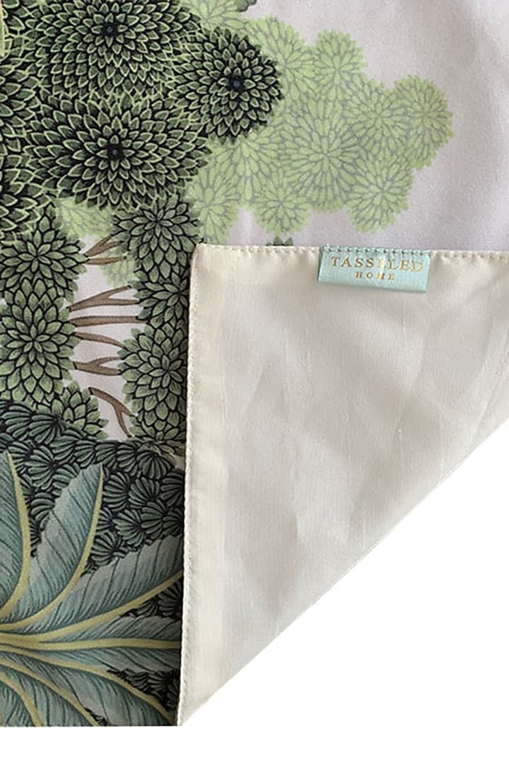 White Velvet & Silk Dupion Floral Printed Table Runner by Tasseled Home at Pernia's Pop Up Shop
