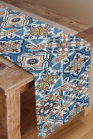 Multi-Colored Poly Duck & Silk Dupion Floral Printed Table Runner by Tasseled Home