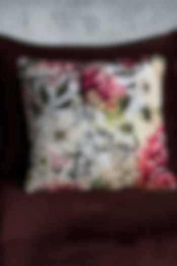 Multi-Colored Crushed Velvet & Faux Silk Floral Printed Cushion Cover (Set of 2) by Tasseled Home