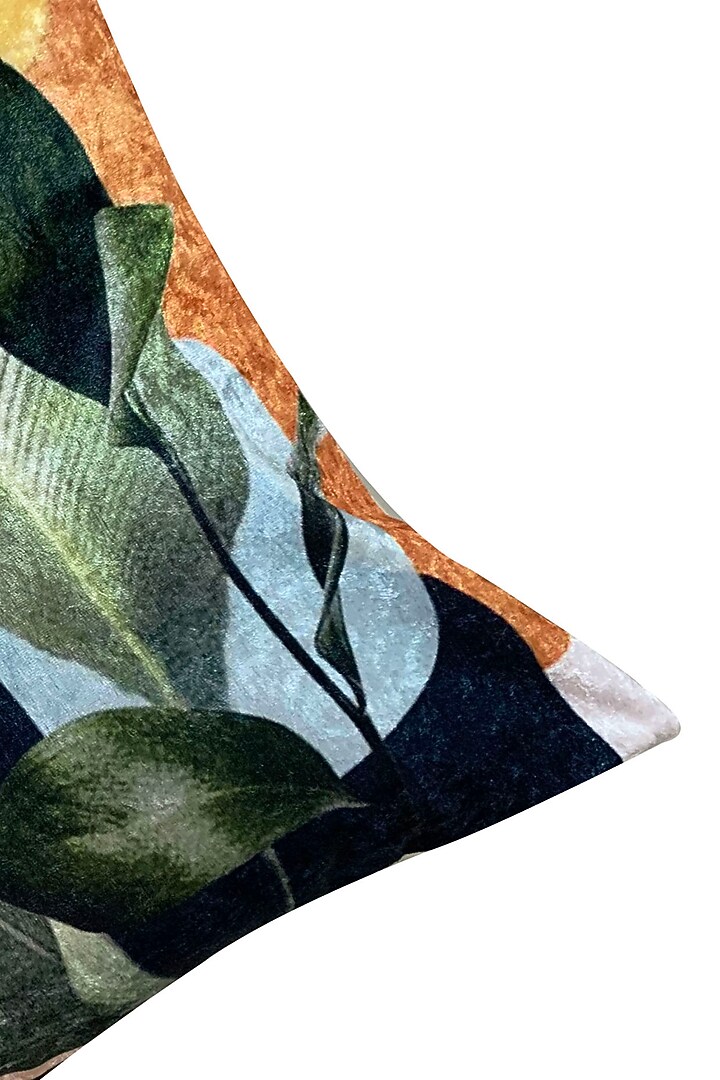 Beige Crushed Velvet & Faux Silk Abstract Printed Cushion Cover (Set of 2) by Tasseled Home at Pernia's Pop Up Shop