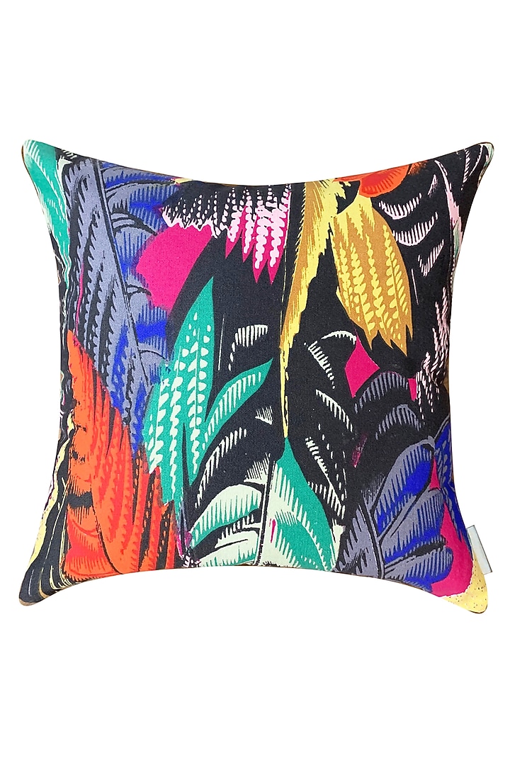 Black Crushed Velvet & Faux Silk Abstract Printed Cushion Cover (Set of 5) by Tasseled Home at Pernia's Pop Up Shop