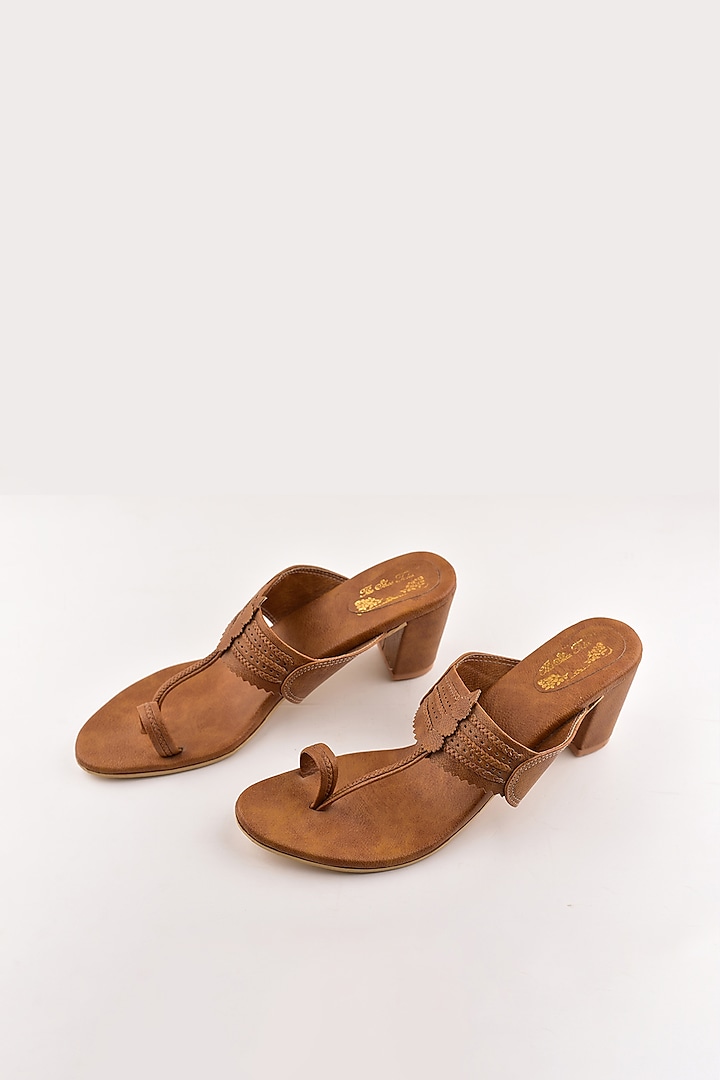 Mustard Kolhapuri Block Heels by The Shoe Tales