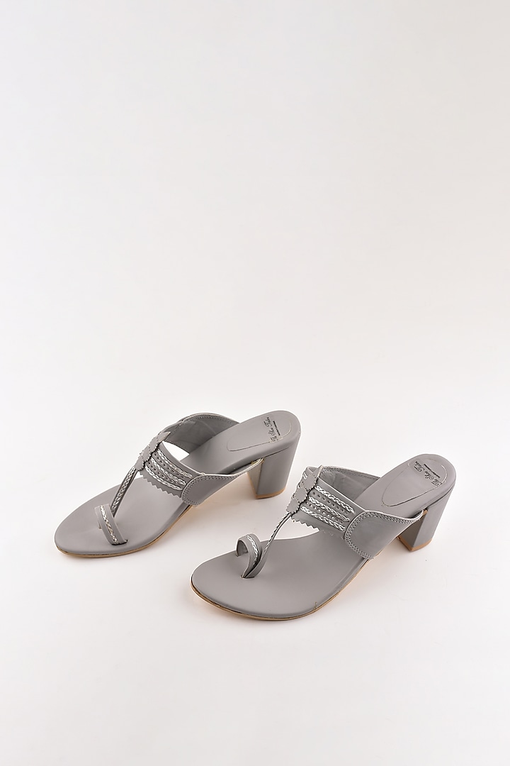 Grey Kolhapuri Block Heels by The Shoe Tales