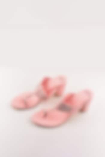Blush Pink Kolhapuri Block Heels by The Shoe Tales