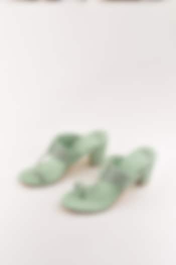 Mint Green Kolhapuri Block Heels by The Shoe Tales
