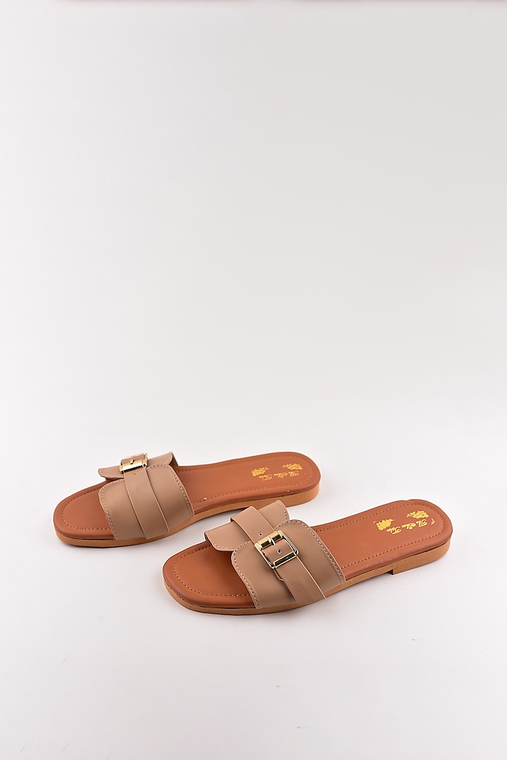 Beige Buckled Sandals by The Shoe Tales
