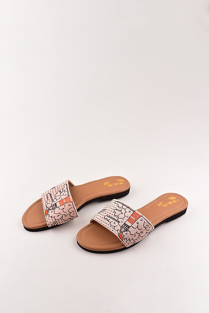 Mauve Embroidered Sandals by The Shoe Tales