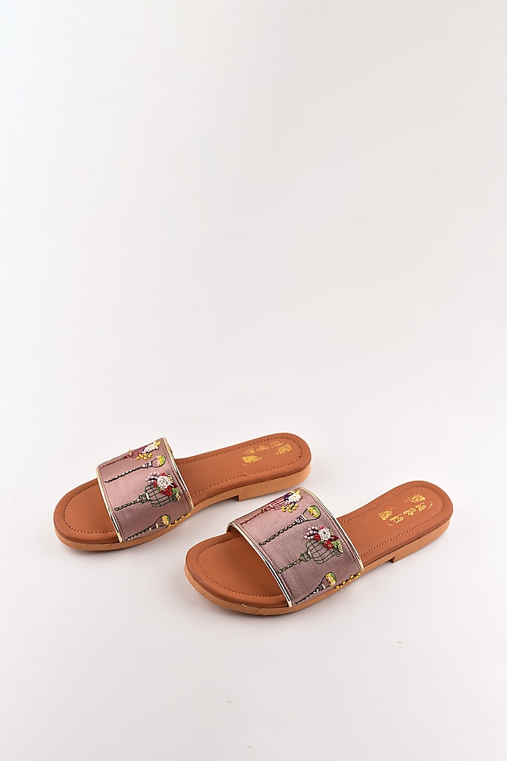 Rose Gold Embroidered Sandals by The Shoe Tales