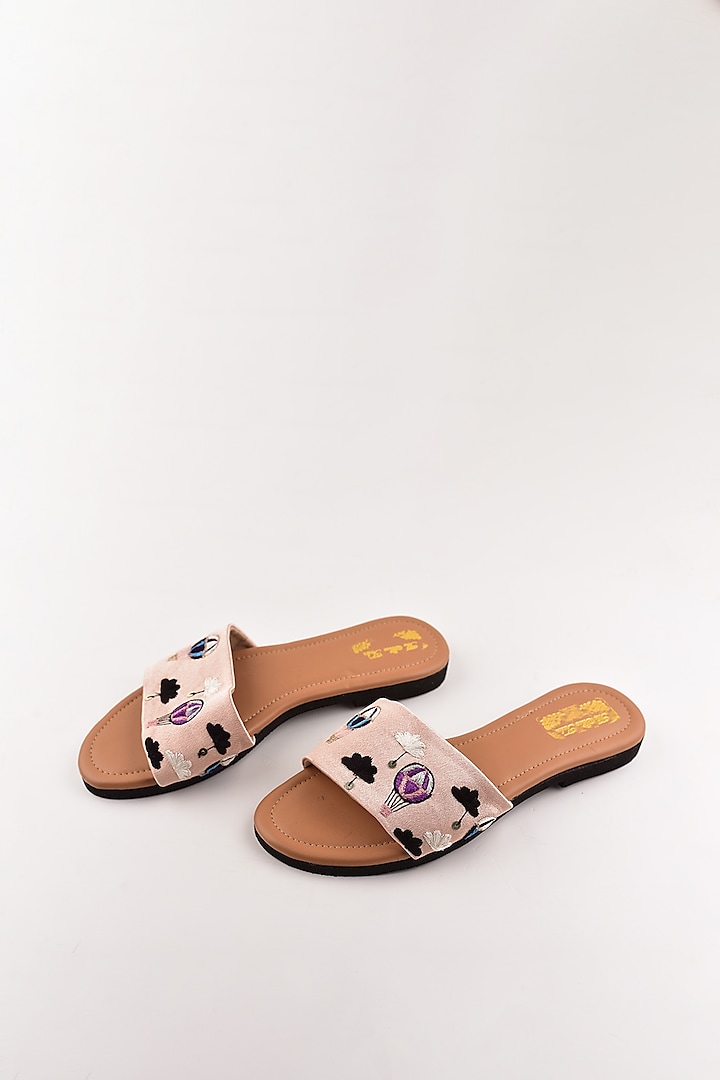 Blush Pink Embroidered Sandals by The Shoe Tales