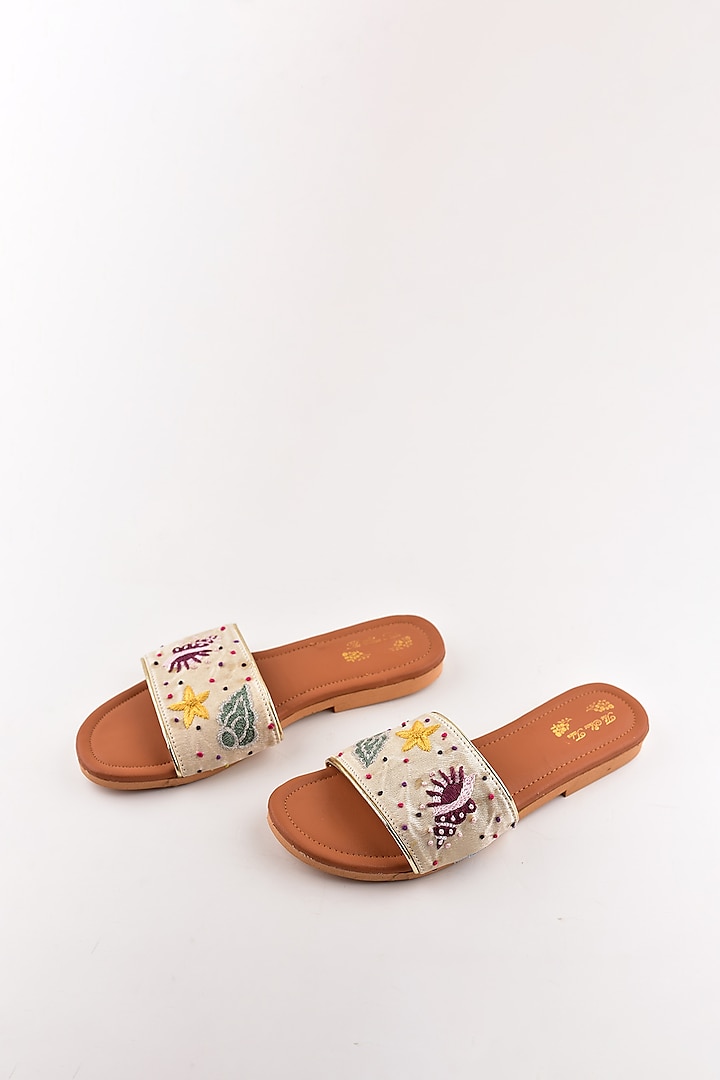 Beige Printed Sandals by The Shoe Tales