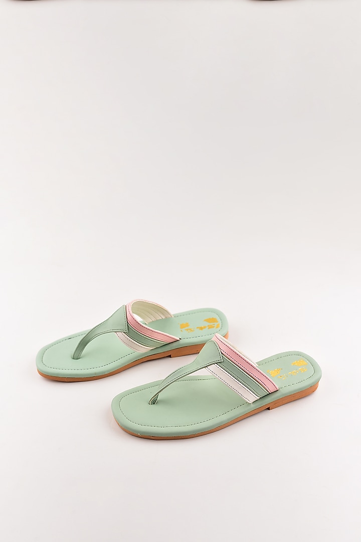 Mint Green Faux Leather Flats by The Shoe Tales