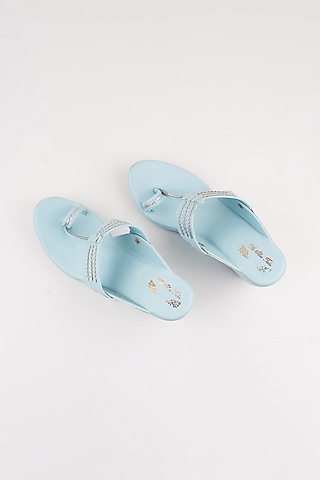 Ice Blue Kolhapuri Wedges by The Shoe Tales