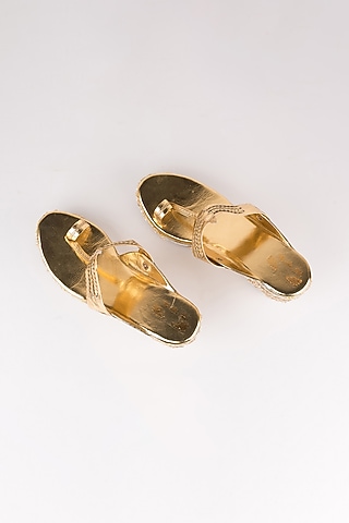 Off White Embroidered Kolhapuri Wedges by The Shoe Tales