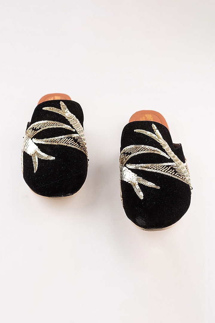 Black Bird Embroidered Mules by The Shoe Tales at Pernia's Pop Up Shop