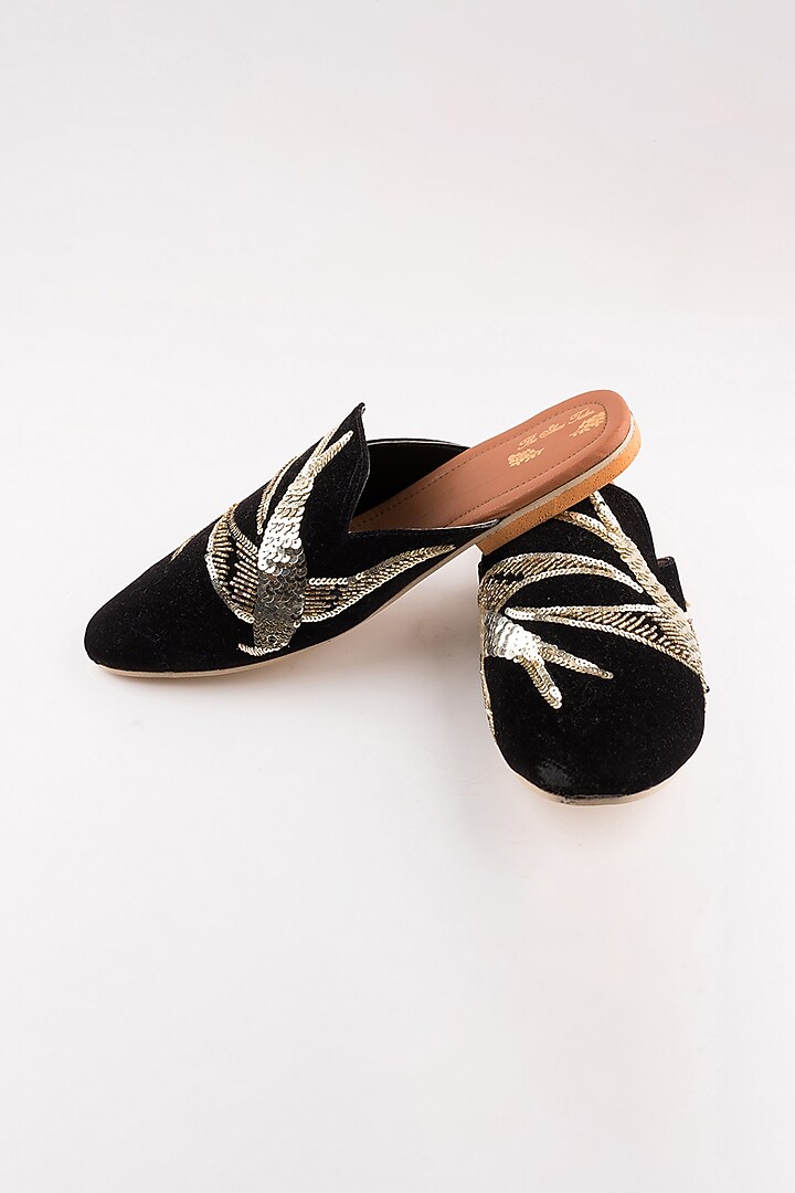 Black Bird Embroidered Mules by The Shoe Tales at Pernia's Pop Up Shop