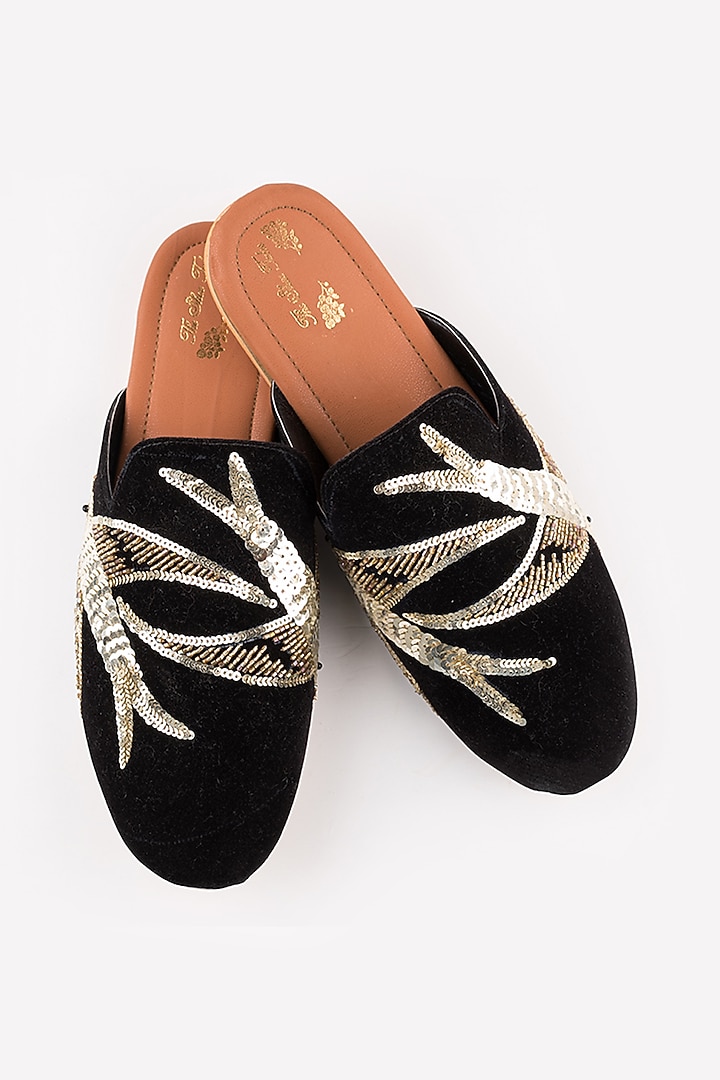 Black Bird Embroidered Mules by The Shoe Tales at Pernia's Pop Up Shop