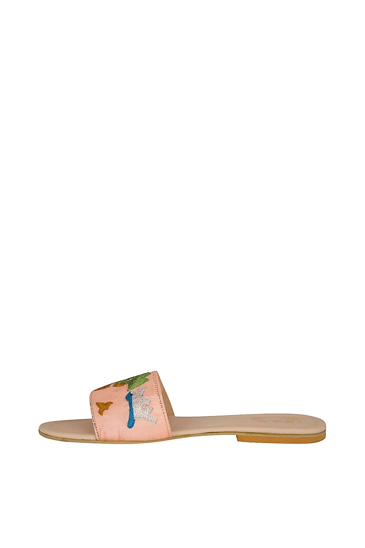 Peach Embroidered Slip-ons by The Shoe Tales