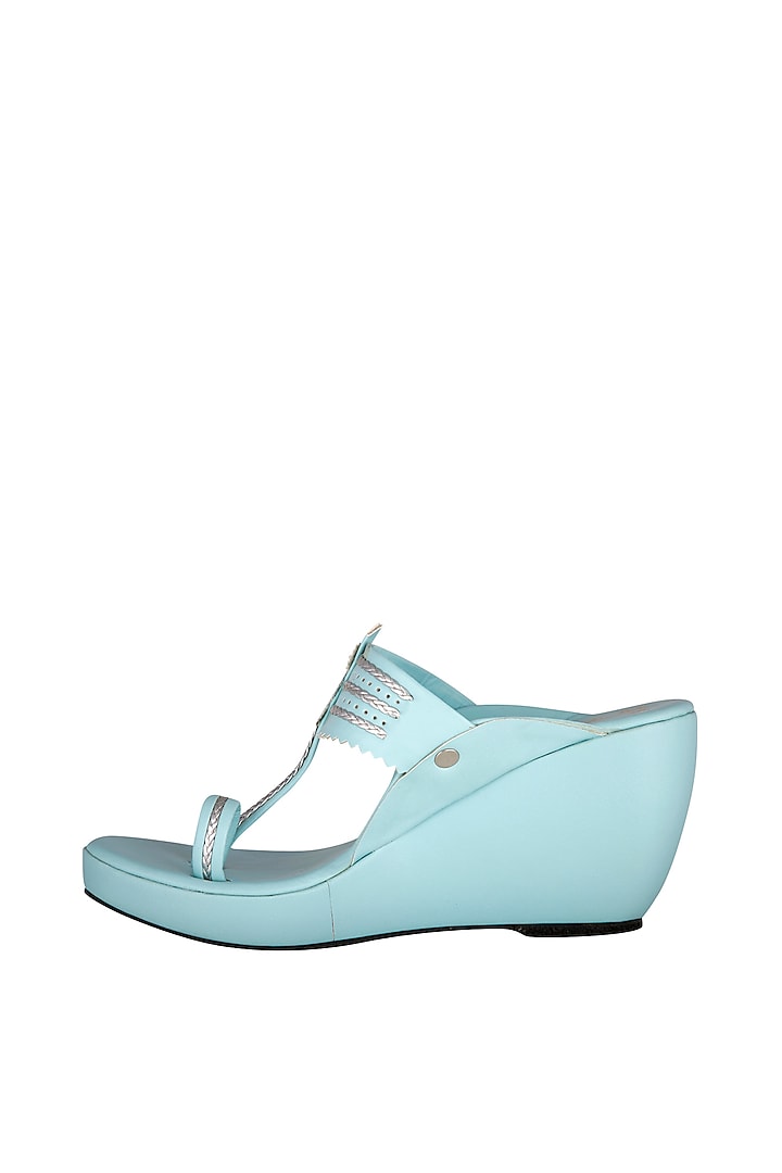 Ice Blue Kolhapuri Wedges by The Shoe Tales