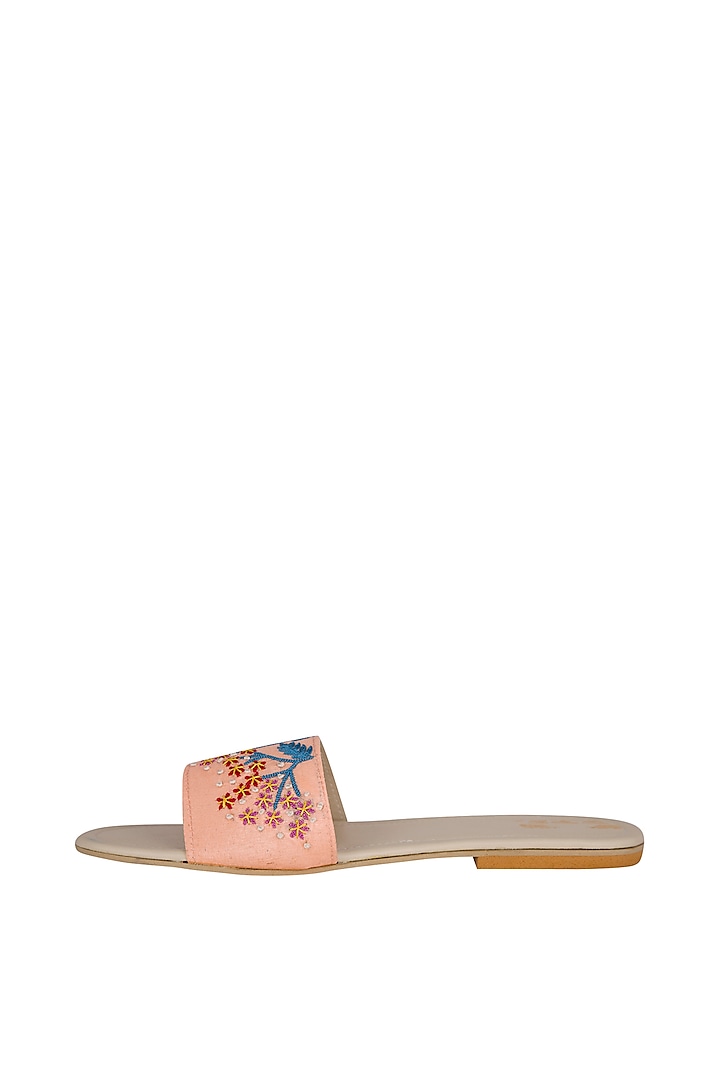 Peach Resham Embroidered Slip-ons Design by The Shoe Tales at Pernia's ...