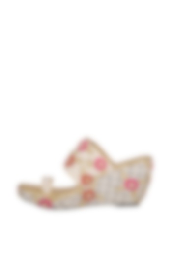 Pink & Red Embroidered Lucknowi Wedges by The Shoe Tales