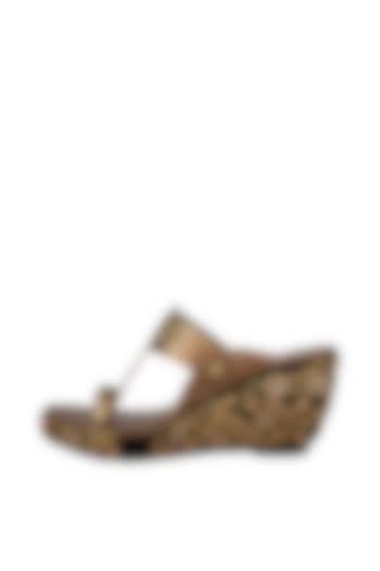 Black & Copper Embroidered Kolhapuri Wedges by The Shoe Tales