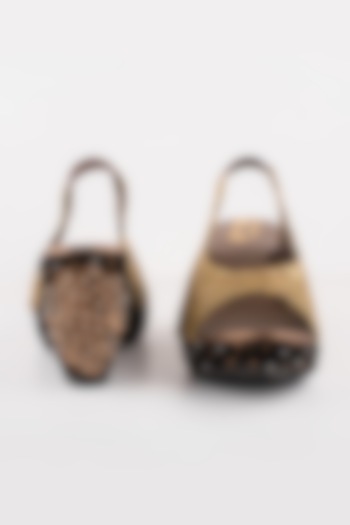 Black Embroidered Peep-Toes by The Shoe Tales at Pernia's Pop Up Shop