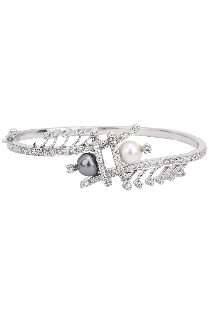 Silver Grey and White Pearl Bracelet by Tsara