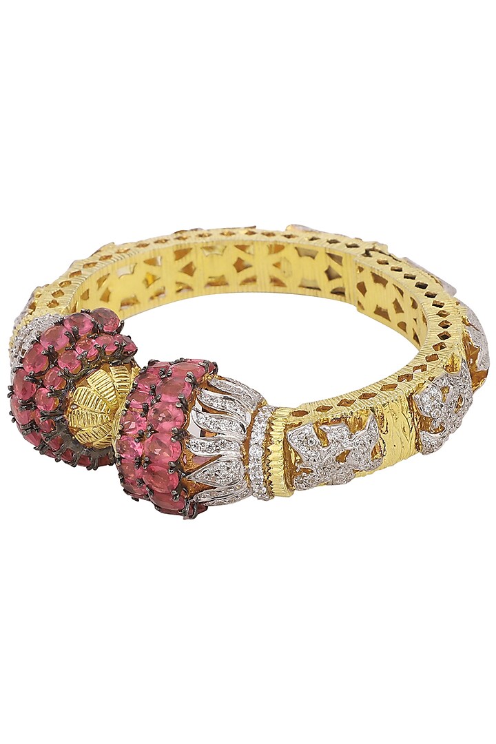 Gold Cubic Zirconias and Ruby Bracelet by Tsara