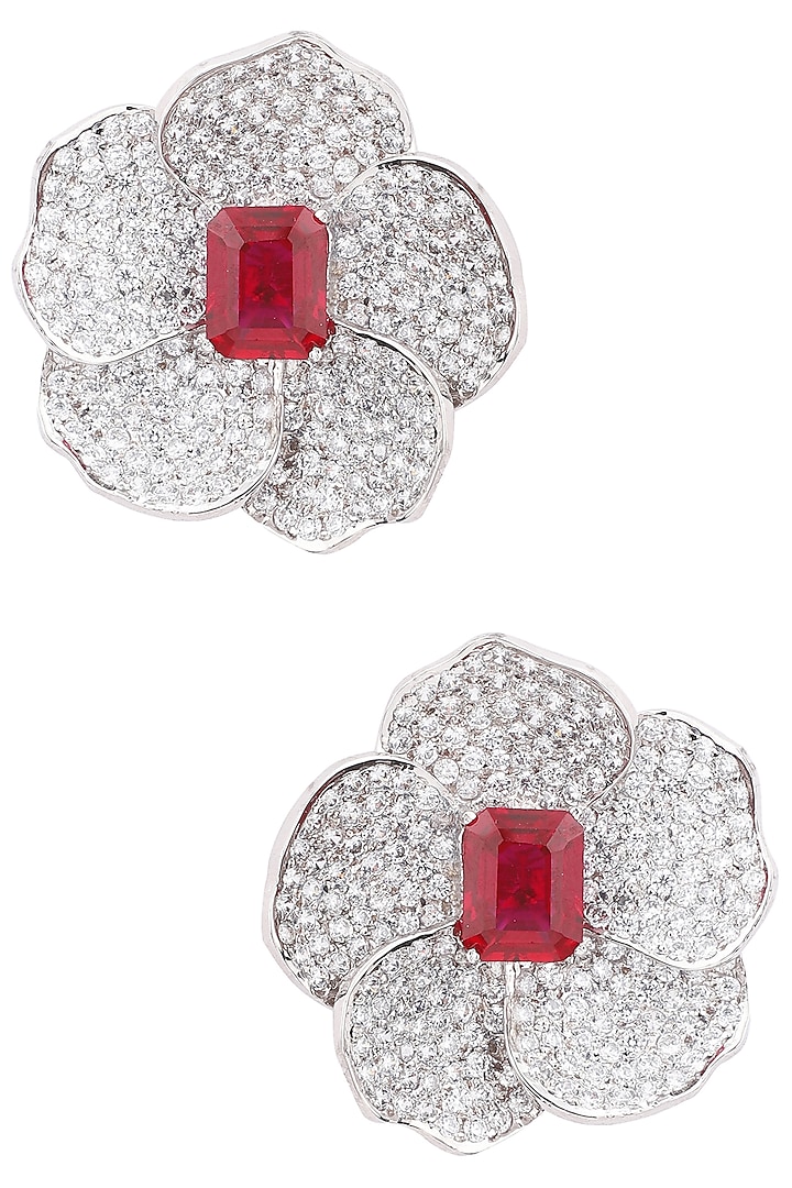 Silver Ruby Earrings by Tsara