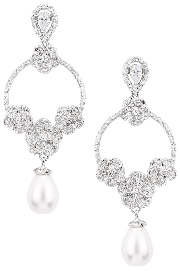 Silver Shell Pearl Earrings by Tsara