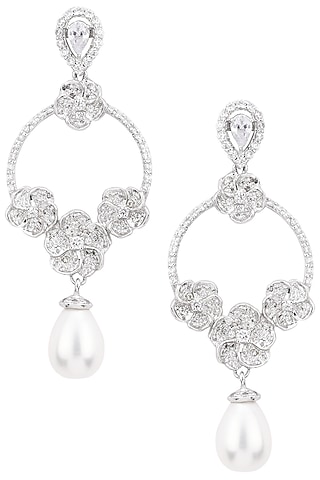 Silver Shell Pearl Earrings by Tsara
