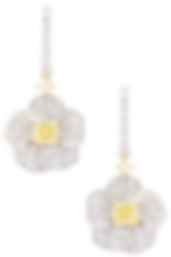 Silver White and Yellow Hues Earrings by Tsara