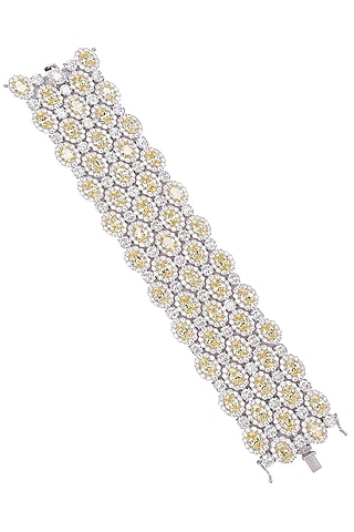 Rhodium Finish Zircons Multilayer Bracelet by Tsara