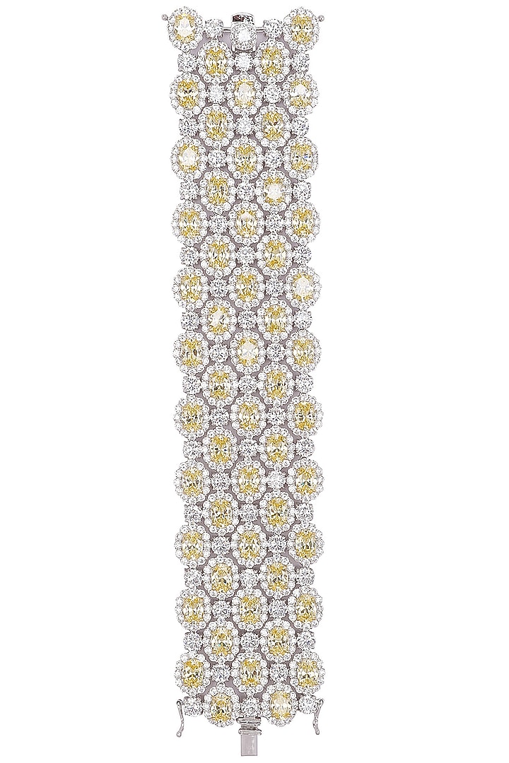 Rhodium finish zircons multilayer bracelet available only at Pernia's Pop Up Shop.