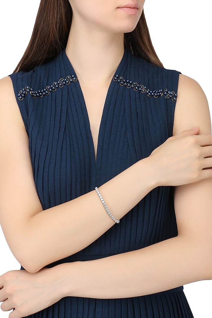 Rhodium finish cubic zircons bracelet available only at Pernia's Pop Up Shop.
