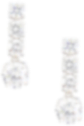 Rhodium Finish Zircons Earrings by Tsara