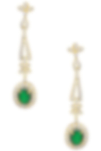 Gold Plated Zircons and Emerald Stone Earrings by Tsara