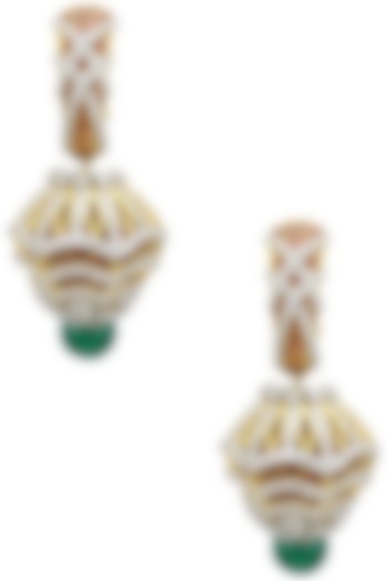 Rhodium Plated Zircons Jhumki Earrings by Tsara