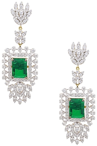 Rhodium Plated Zircons Chandelier Earrings by Tsara