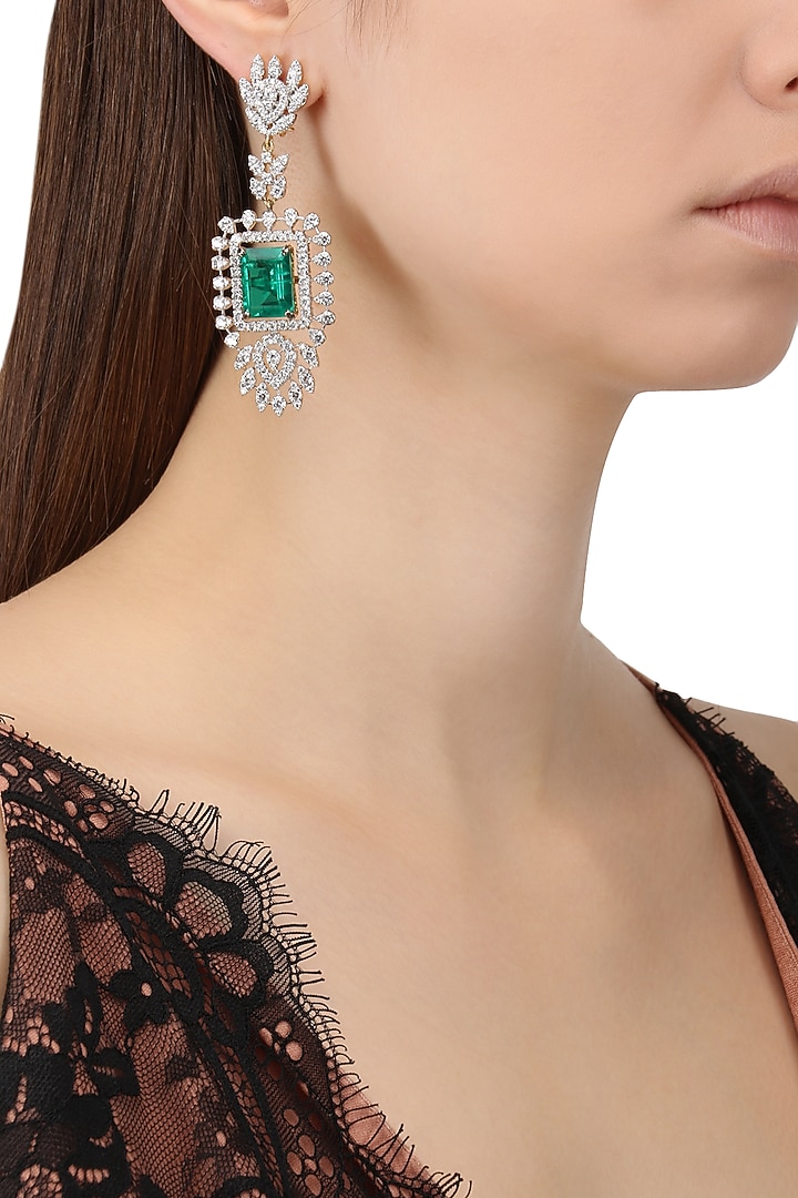 Rhodium plated zircons chandelier earrings available only at Pernia's Pop Up Shop.