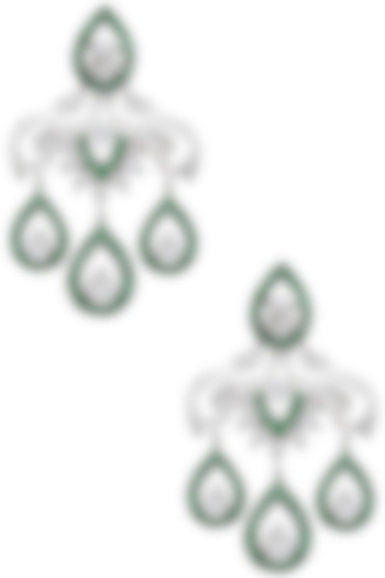 Rhodium Plated Zircons Earrings by Tsara