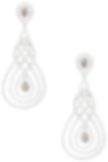 Rhodium Finish Cubic Zircons Chandelier Earrings by Tsara