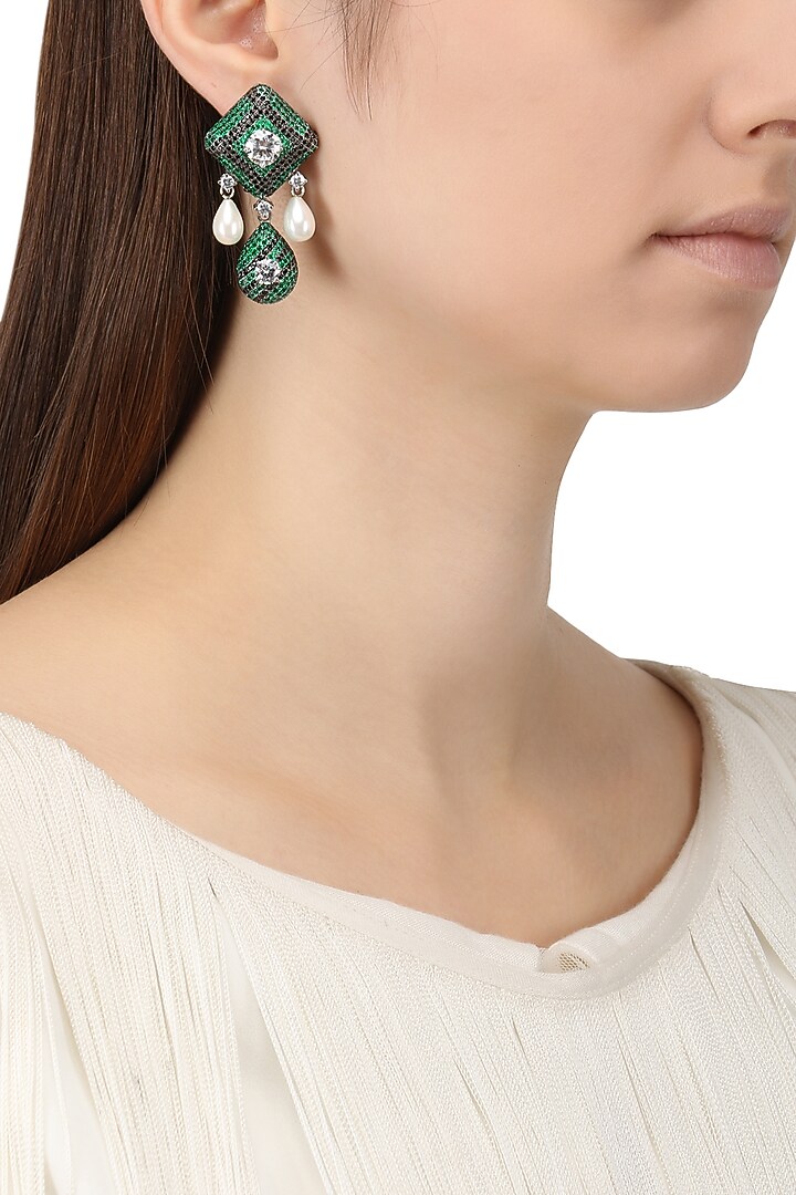 Rhodium finish zircons and swarovski earrings available only at Pernia's Pop Up Shop.