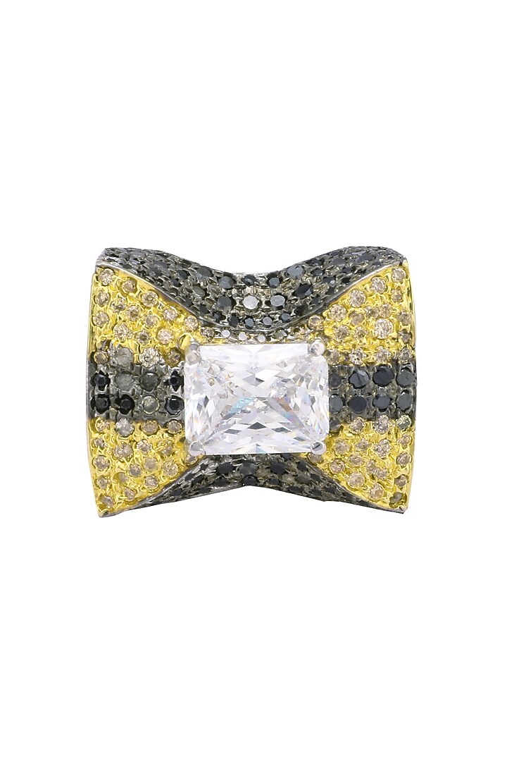 Rhodium and gold dual finish zircon and swarovski ring available only at Pernia's Pop Up Shop.